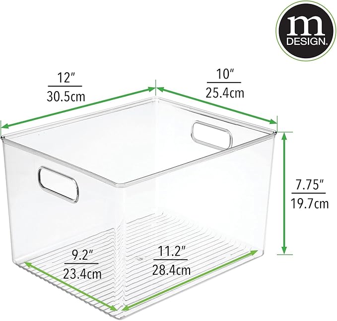 mDesign Large Plastic Storage Organizer Container Bin, Closet Organization for Hallway, Bedroom, Linen, Coat, and Entryway - Holds Clothing, Blankets, and Accessories, Ligne Collection, Clear