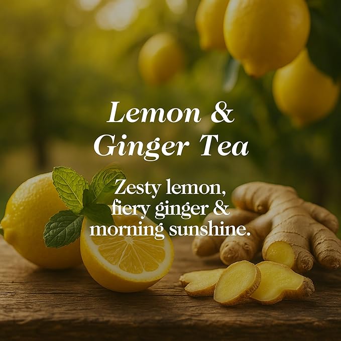 Hand Poured Non Toxic Candles - Lemon & Ginger Tea Fall Candles with Premium Natural Wax - Aromatherapy Scented Candles with Mandarin, Bergamot, Ginger & White Tea Notes - 8.5 Oz, 45 Hrs Burn Time