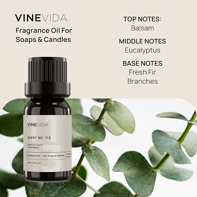 VINEVIDA [10 ml] Fresh Balsam; Fragrance Oil for Candle Making and Soap Making - Premium Candle Scents for Soy Candles