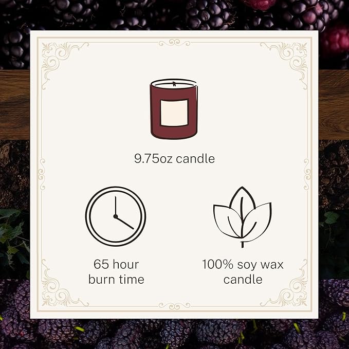 Hotel Lobby Napa Valley Candle – Luxury Hand-Poured 9.75oz 100% Soy Wax with Black Currant, French Oak, Sweet Soil, and Mulberry – Paraffin-Free, Infused with Essential Oils, 65-Hour Clean Burn