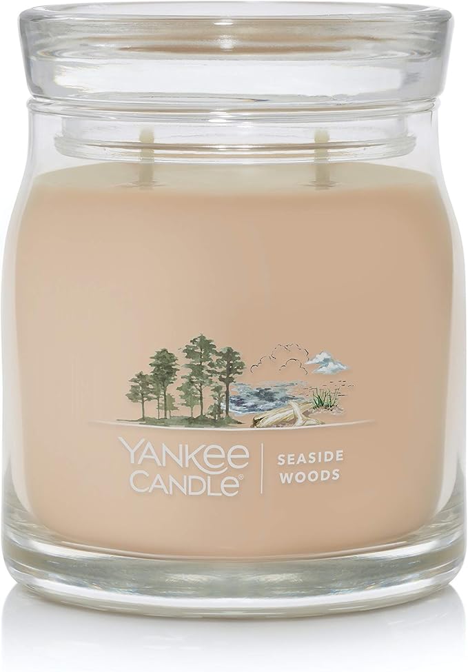 Yankee Candle Seaside Woods Scented Signature 13oz Medium Jar 2-Wick Candle Over 35 Hours of Burn Time
