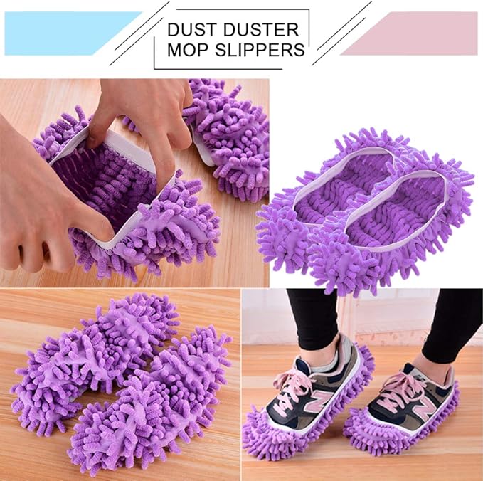 Cosywell 5 Pairs 10 PCS Mop Slippers for Floor Cleaning Supplies Microfiber Mopping Slippers Washable Reusable Mop Socks Mop Shoes Microfiber Foot Socks