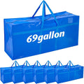 Windyun 6 Pack 69 Gallon Extra Large Moving Bags XXL Heavy Duty Storage Bag with Strong Zipper Handle Jumbo Big Tote Box Foldable for College Dorm Travel Clothes Duffle Blanket Pillow(Blue)