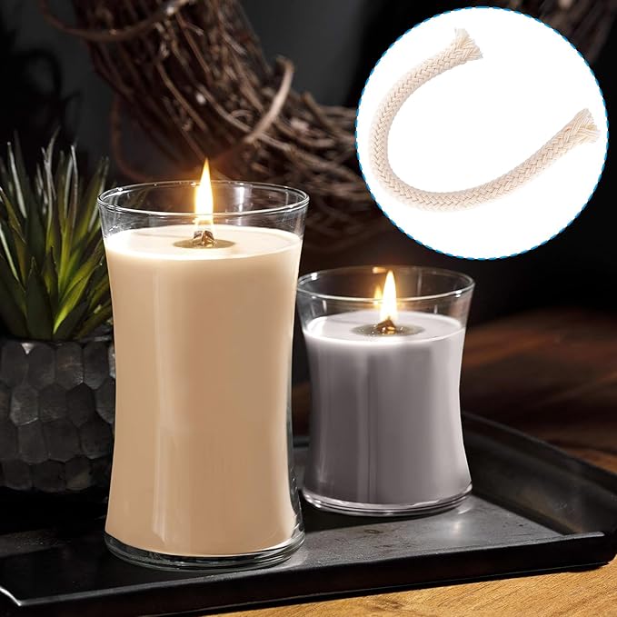 Oil Lamp Wicks, 10 Sets 0.5 Feet 1/4 Inch Round Cotton Wicks for Oil Lamps with Tube Holders, Replacement Parts for Alcohol Oil Candle Lamp Tiki Torch