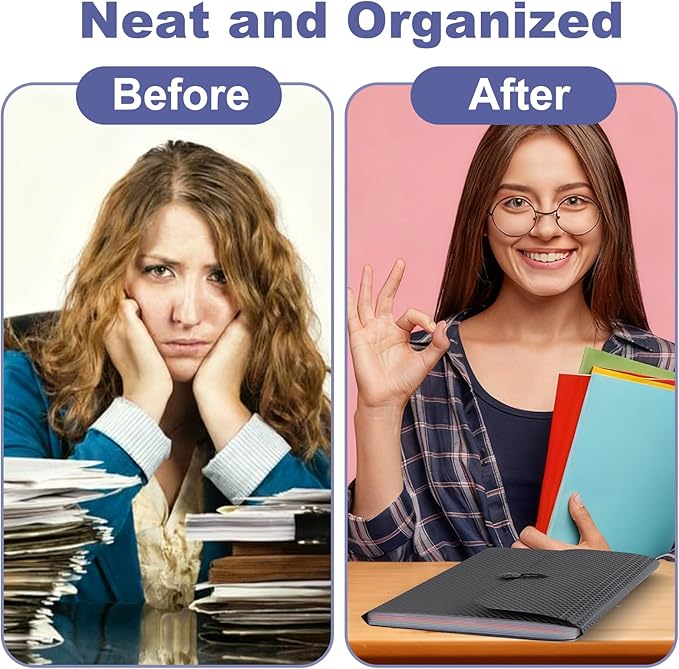File Organizer, 13-Pocket Expanding Folder +Accordian Folder | Great for Home, Office, Travel & Classroom