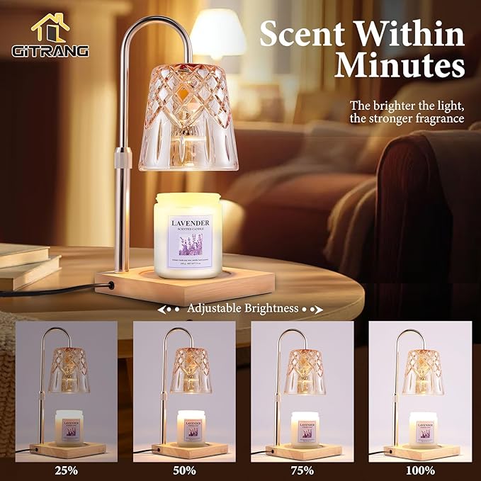 Candle Warming Lamp with Timer Dimmer,House Warming Gifts New Home Decor, Birthday Gifts for Women Mom,Height Adjustable Wax Melts Warmer for Jar Candles with 3 Bulbs，Exquisite Gifts Decor Lamp