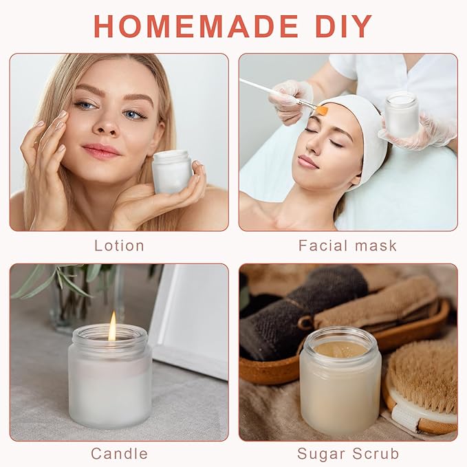 Tioncy 12 Pcs 4oz Empty Cosmetic Container Glass Candles Jars with Rose Gold Lids 100ml Round Small Candle Making Mason Canning Jar for Sample Powder Liquid Camping Travel Storage(Clear)