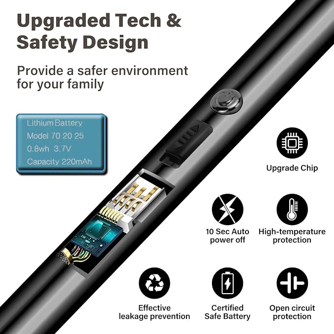 Navpeak Electric Candle Lighter Windproof USB Rechargeable Flameless Long Neck Lighter for Candles Gas Stove Fireplace BBQ Kitchen Grills (Black)