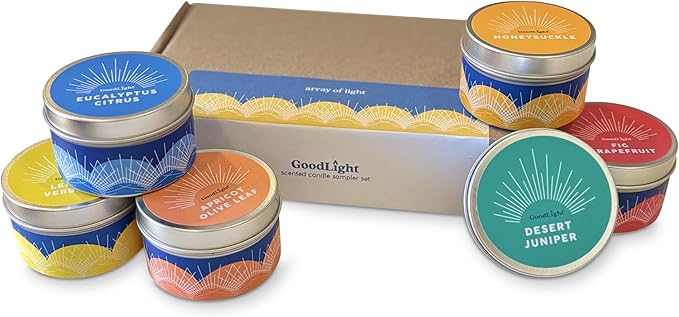 GoodLight Premium Paraffin-Free Scented Candle Collection, Set of 6 Natural Fragrances with Pure Essential Oils for a Clean-Burning, Relaxing Experience