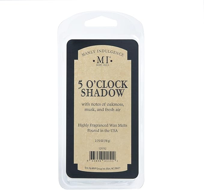 Manly Indulgence 5 O'Clock Shadow Scented Wax Melts, Wax Melt Warmer Cubes, Long Lasting Scented Wax Warmer Cubes, 4 Pack, 6 Cubes Each - Made in The USA