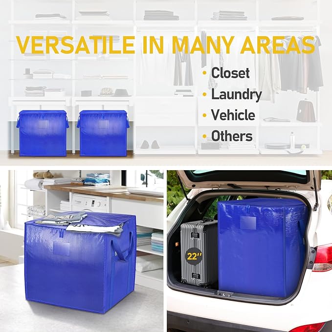 TICONN 4 Pack Extra Large Moving Bags with Zippers & Carrying Handles, Heavy-Duty Storage Tote Moving Boxes for Space Saving (4 PK, 75 Gallon)