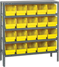 Quantum Storage Systems 1839-204YL Store More Steel Shelving Unit with 6" Shelf Bins, 18" D x 36" W x 39" H, Yellow