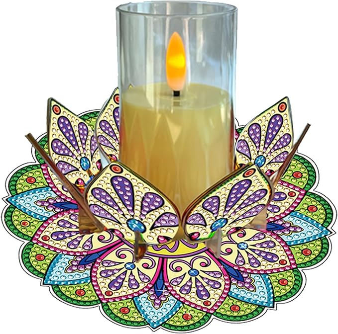5D DIY Diamond Art Painting PVC Flower Candle Holders Tealight/Tea Light/Votive Candle Holder, for Table Centerpiece Home Décor Party Wedding Dinning-Flower-13
