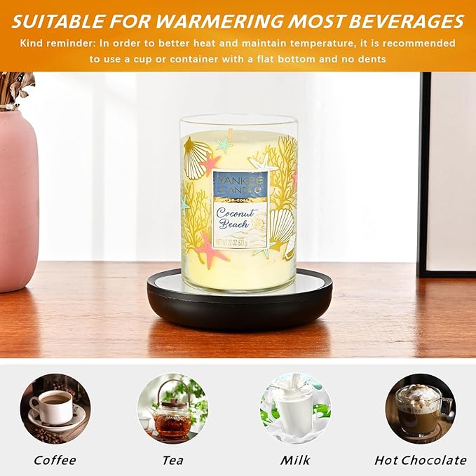 ASAWASA Smart Candle Warmer for Large Jar, Coffee Mug Warmers, with Gravity Switch Auto Shut-On/Off, Safely and evenly Release The Aroma, Keep The Drink at a Pleasant Temperature, A Thoughtful Gifts