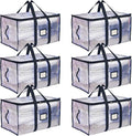 Storage and Moving Bags - Heavy Duty, Dust Protection and Water Resistant, Durable Zipper Closure and Sturdy Handles Best Moving Boxes Alternative (Black, 6 Pack)