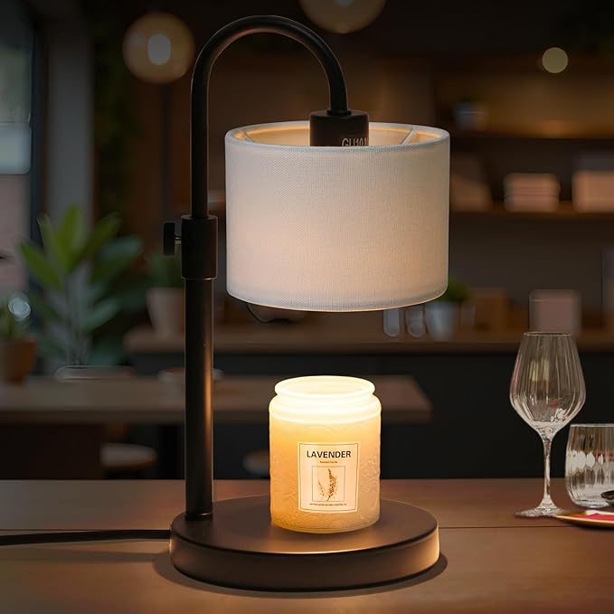 FINCMY Candle Warmer Lamp with Timer, Dimmable Candle Wax Warmer Candle Lamp Warmer with 2 Bulbs, House Warming Gifts Birthday Gifts for Women Bedroom Home Decor (White)