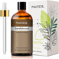 PHATOIL 100ML Sandalwood Essential Oil, Pure Aromatherapy Essential Oils for Diffuser, Humidifier, Scented Oils for Soap, Candle Making, Huge 3.38fl.oz Bottle