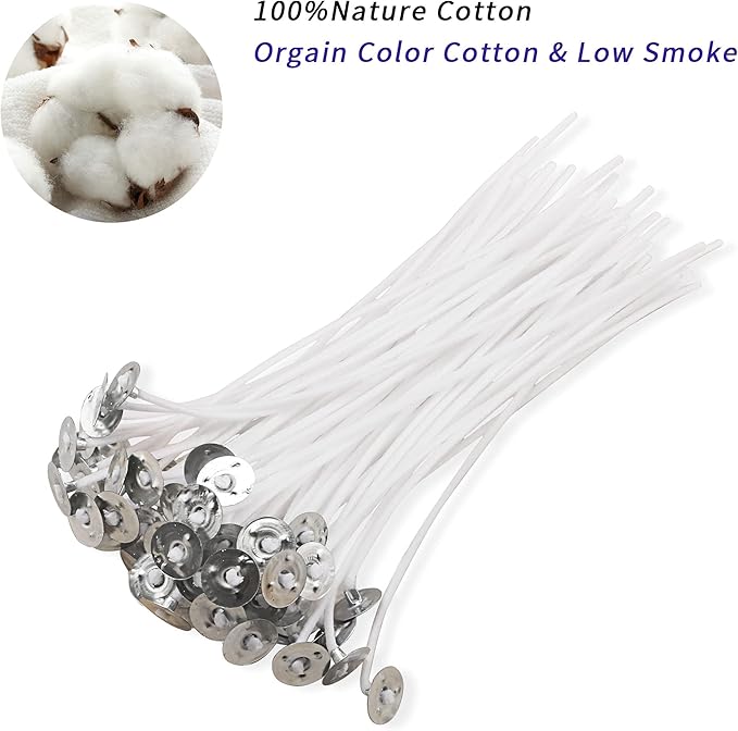 MILIVIXAY 100 Piece 10 inch Pre-Waxed Candle Wicks for Candle Making