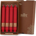 Root Candles Unscented Dinner Candles Premium Beeswax Blend Boxed Candle Set, 9-Inch, Red, 4-Count