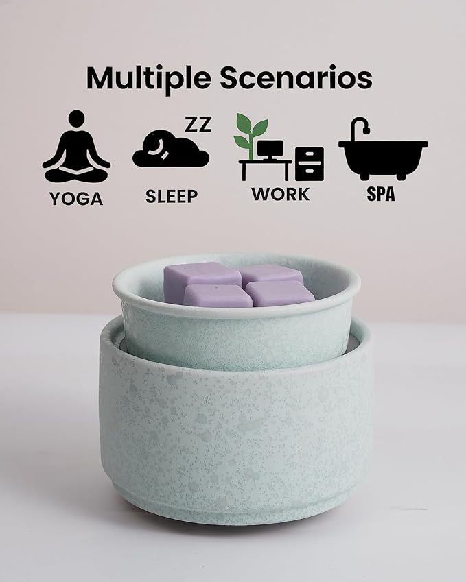 Ceramic Electric Wax Melt Warmer & Cube Oil Melter Cute Small Warmers Aromatherapy for Home Decorative Burner Melts Scented Candle Tart Scent Warm Fragrance (Cyan)