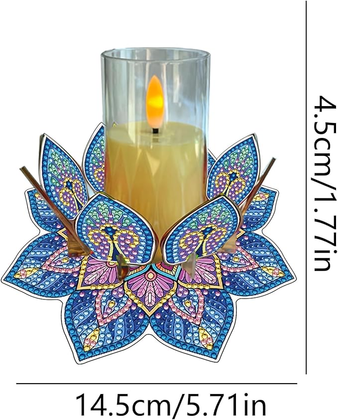5D DIY Diamond Art Painting PVC Flower Candle Holders Tealight/Tea Light/Votive Candle Holder, for Table Centerpiece Home Décor Party Wedding Dinning-Flower-7