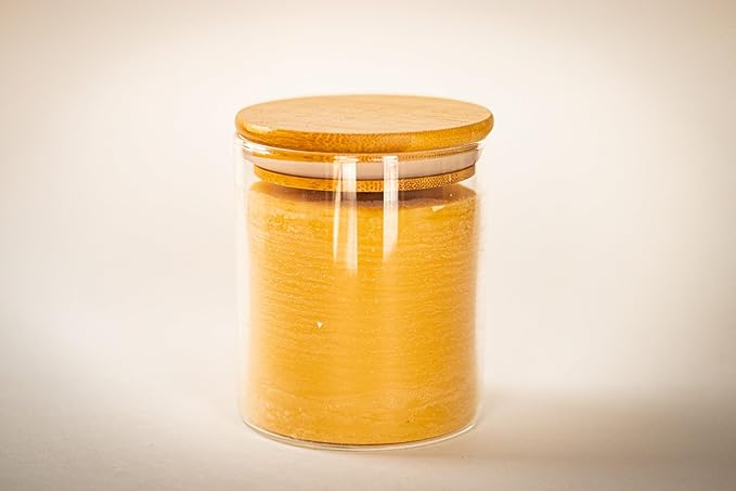 BeeTheLight Beeswax Jar Candle - 100% Pure USA Bees Wax in Glass Container - All Natural Light Honey Scent