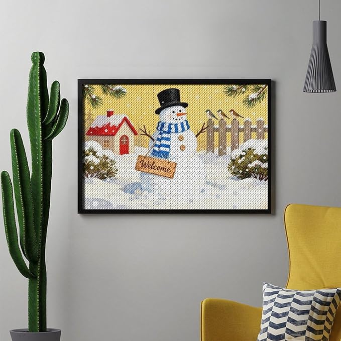AIVKIEJK Diamond Painting Kits for Adults - Christmas Welcome Snowman Winter Christmas Painting DIY 5D Full Drill Diamond Dots Paintings with Diamonds Gem Art and Crafts Home Decor 8"x12"