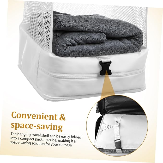 PartyKindom Hanging Packing Cube Organizer Portable Cloth Shelf Organizer for Travel Daily Use Compact Storage Bag with Hooks Buckles Ample Space for Clothes Accessories