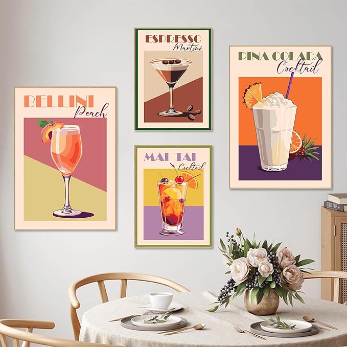 DIY 4 Pack Cocktail Paint by Numbers for Adult