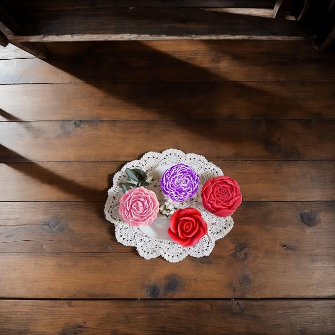 3D Flower Silicone Candle Molds Set 1 Piece for Candle Making, Soap, Resin, Chocolate, Candy, Cake Dessert, Concrete Art Crafts - DIY Mold Kit (Flowers)