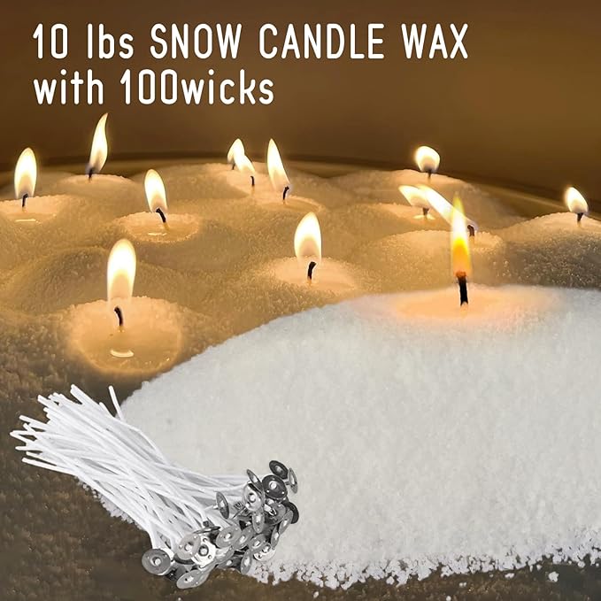 CLTNIKET 10LB Natural Pearled Candle Making Kit with 100 Cotton Wicks, Reusable and Refillable Pearled Candles for DIY Sand Candle Making