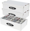 BCW CD Storage Box with Lid - 3 Pack | Holds 100 Jewel Cases | CD Organizer Case with 4 Compartments | Corrugated Storage Bin for Home & Retail | Compact Box for Jewel Case Storage
