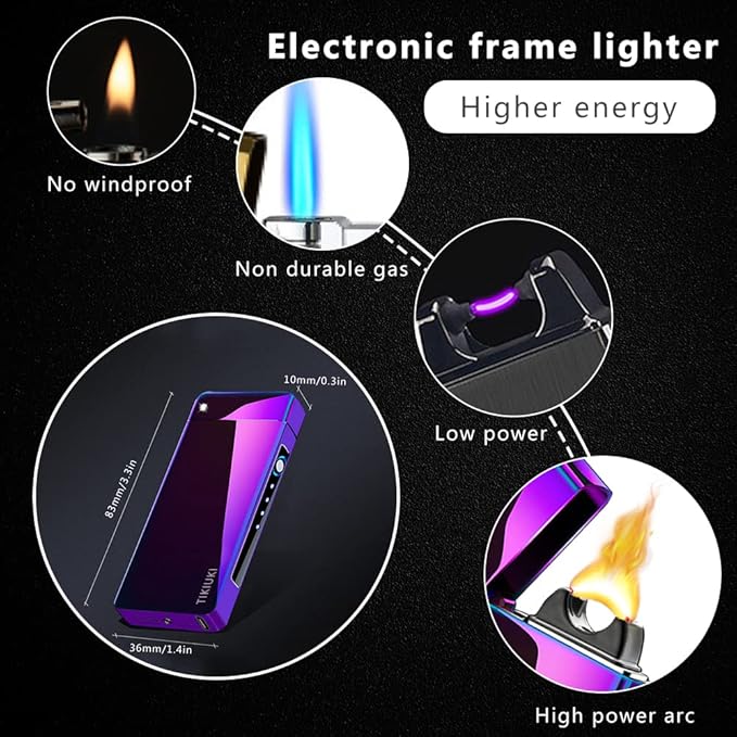Electric Lighter USB Rechargeable Lighter Flameless Lighters Windproof Plasma Lighters Butane Free with High Capacity Battery for Fireworks, Candles, Outdoor Camping Activities(Color)