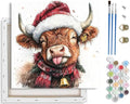 TCDZMYGS Paint by Numbers Kit for Adults Beginner,Christmas Highland Cow Paint by Number Kits with Frame,DIY Acrylic Oil Painting by Numbers for Home Wall Decor 10 x 10 inch