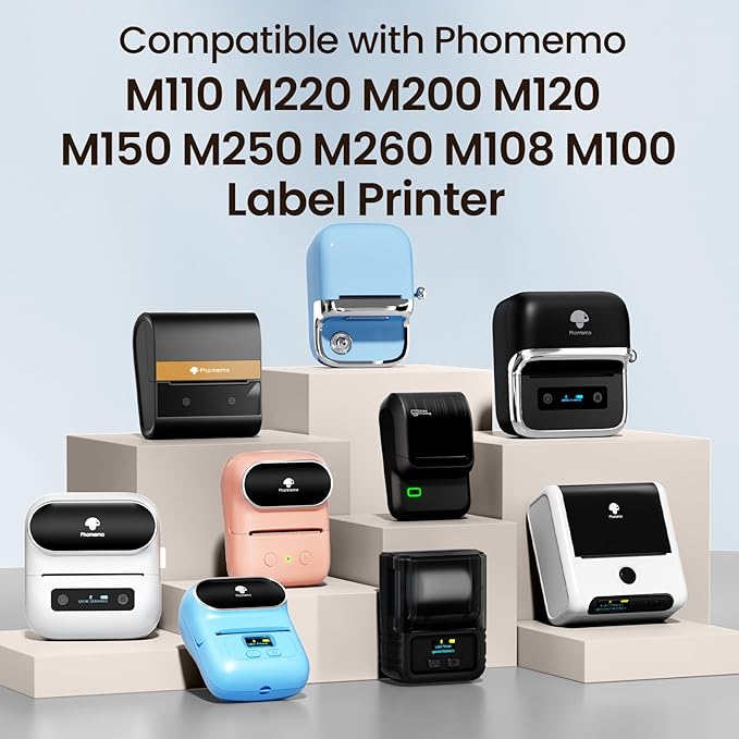 Phomemo Labels Thermal Printer Labels for M110 M200 M220 M221 M150 M250 M260 M108 M100 Label Printer, Thermal Paper for Small Business, Price Tags, Black on White 1.57"x2.36"(40x60mm), 130 Label/Roll
