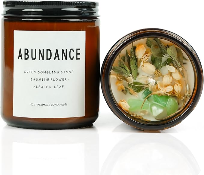Natural Crystal Candle,Abundance, Crystal Ritual, Spiritual, Money Prosperity, Candle Spell.(Abundance)