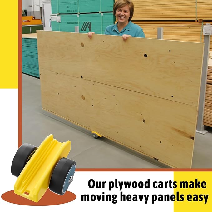 1 Pcs Plywood Dolly Drywall Dolly Cart, Small Drywall Cart with Wheel, Slot Sizes of 1/2", 3/4", 1", and 1-1/4 Inches Wood Paneling and Plywood Carrier, Holds up to 250 Lbs, 6x5x3 Inches