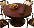 Wood Grain Round Table Protector 48/52/42/54/36 inch, Waterproof PU Leather Table Mat, Heat Resistant Circular Dining Table Pad for Kitchen, Coffee Table, Office Desk,(Red,20in)