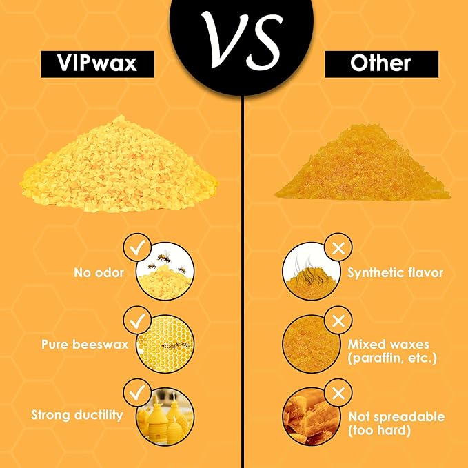 VIPwax Yellow Beeswax Pellets 5LB, Natural Organic Beeswax, Beeswax for Candle Making, Body, Skin Care DIY, Lip Balm and Soap Making Supplies (2265g)