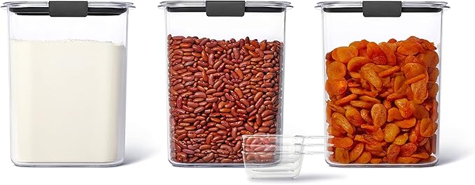 Rubbermaid Brilliance BPA Free Food Storage Containers with Lids, Airtight, for Kitchen and Pantry Organization, Set of 23 w/ Scoops