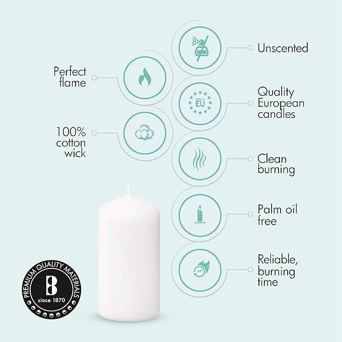 Bolsius White Pillar Candles – 2x3 Inches – 20 Pack Unscented – Premium European Quality – Dripless, Smokeless, and Clean Burning Household Candles – Perfect for Wedding, Party, Dinner, And Home Décor