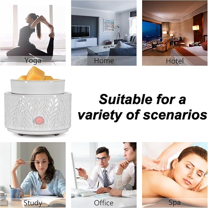 Ceramic Wax Melt Warmer, Fragrance Wax Warmer 4-in-1 Electric Candle Wax Melter and Wax Cubes for Home Office Bedroom Aromatherapy Essential Oil Burner is Birthday Gifts for Women Mom Girl(White)