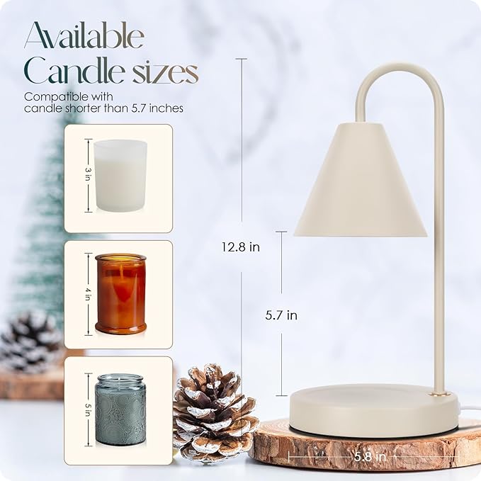 Aimoptg Candle Warmer Lamp,Electric Candle Warmer with Dimmable Light,Scented Wax Melter,No Smoke,Compatible with Various Jar,with 2 Light Bulbs,Home Decor-Milk Coffee