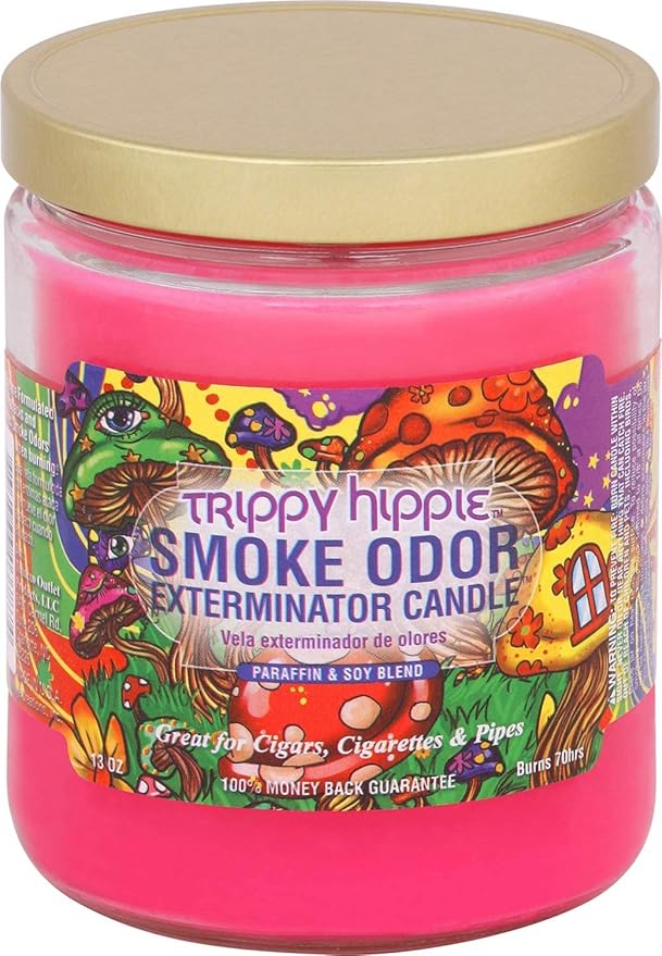 Smoke Odor Exterminator 13 oz Jar Candles Trippy Hippie, Pack of 2
