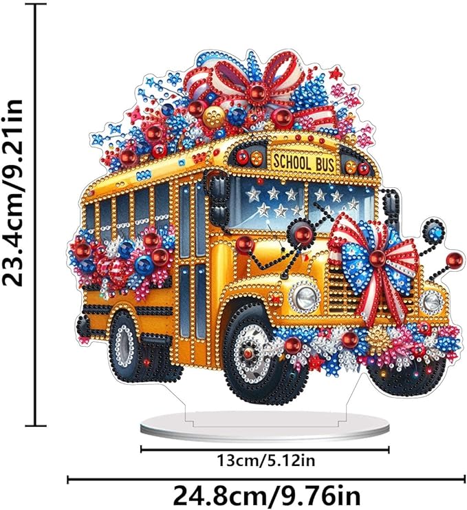 ARTopet DIY Diamond Desktop Ornament US Independence Day Special Shaped Crystal Double Sided Pattern Single Sided Diamond Art Painting Tabletop Home Ornaments Decor-Bus02