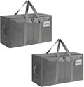2-Pack Extra-Large Heavy-Duty Storage Totes with Reinforced Handles, Durable Zippers & Waterproof Material — Perfect for Space-Saving, Moving, Shipping and Travel (Grey)