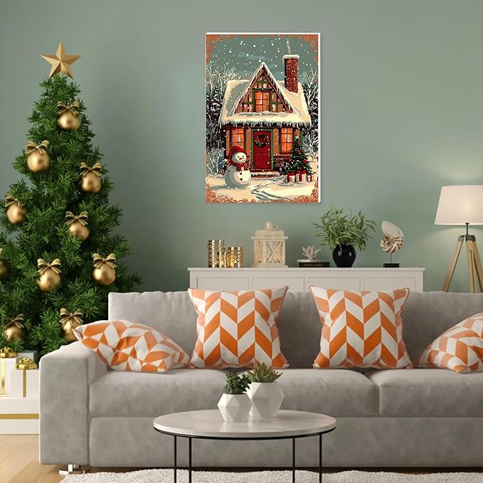 NAIMOER Christmas Snowman Paint by Numbers Kits for Adults Beginner with Wooden Framed, Color by Numbers on Canvas Painting Kits for Adults, Easy Paint DIY Acrylic for Home Wall Decor 8X12 Inch