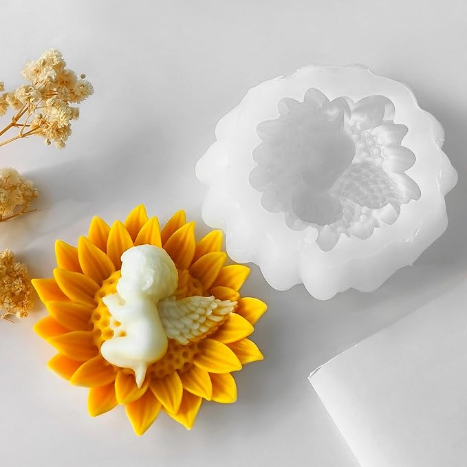 Baby Rose Flower Succulent Candle Mold - Baby Style - Resin Casting Silicone Molds for Home Decor & Candle Making Wave Spiral Mold