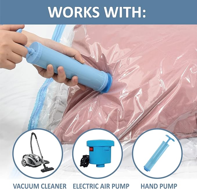 MattEasy Space Saver Vacuum Storage Bags, 6 Pack Combo (2 Jumbo/2 Large/2 Medium) Space Saver Bags with Pump, Storage Vacuum Sealed Bags for Clothes, Comforters, Blankets, Bedding