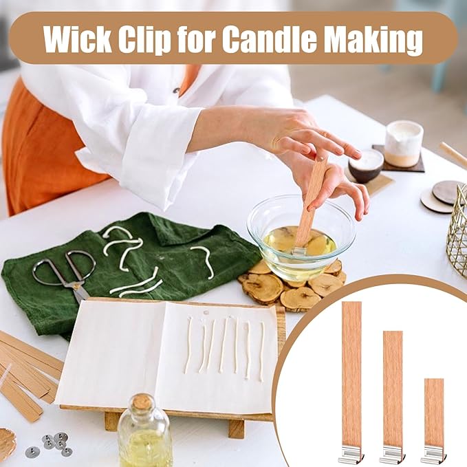 600 Pcs Wick Clips for Candle Making, Silver Metal Wicks Bases with 200 Pcs Adhesive Sticky Back Dots, Wood Wick Holder Base for DIY Candle Making - Strong Grip & No-Slip Design